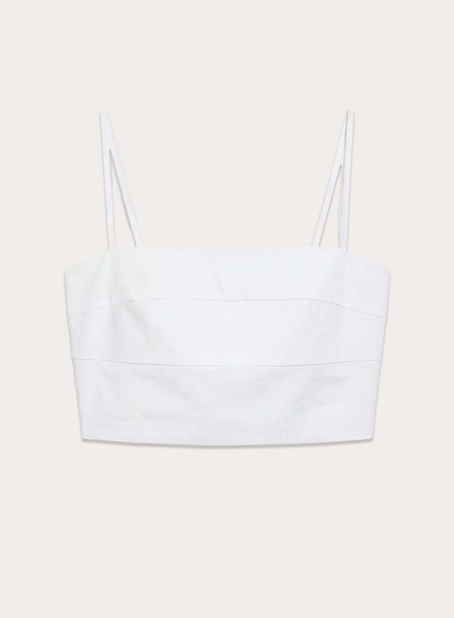 White Cotton Cami Pleated Crop Top